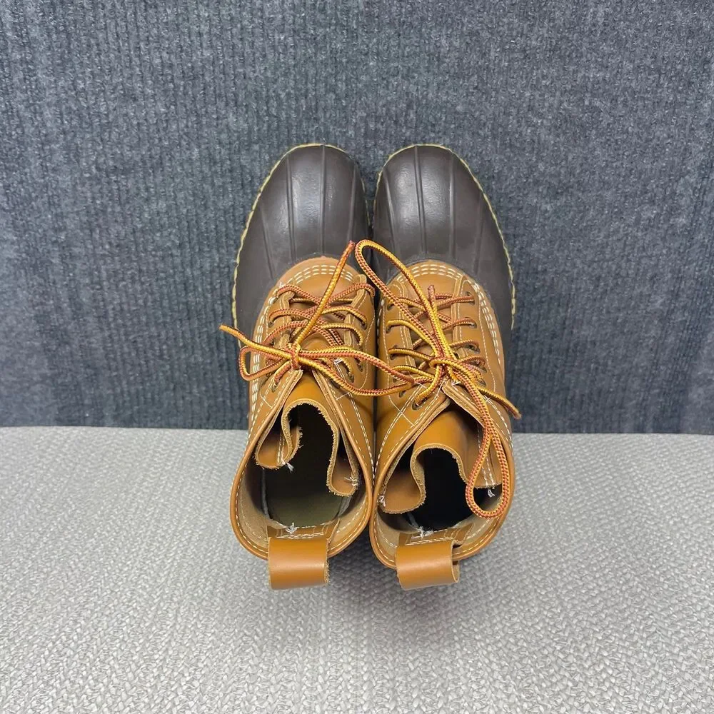 L.L. Bean Original Bean Duck Boots Brown Leather Rubber Women’s 10 8” Rain